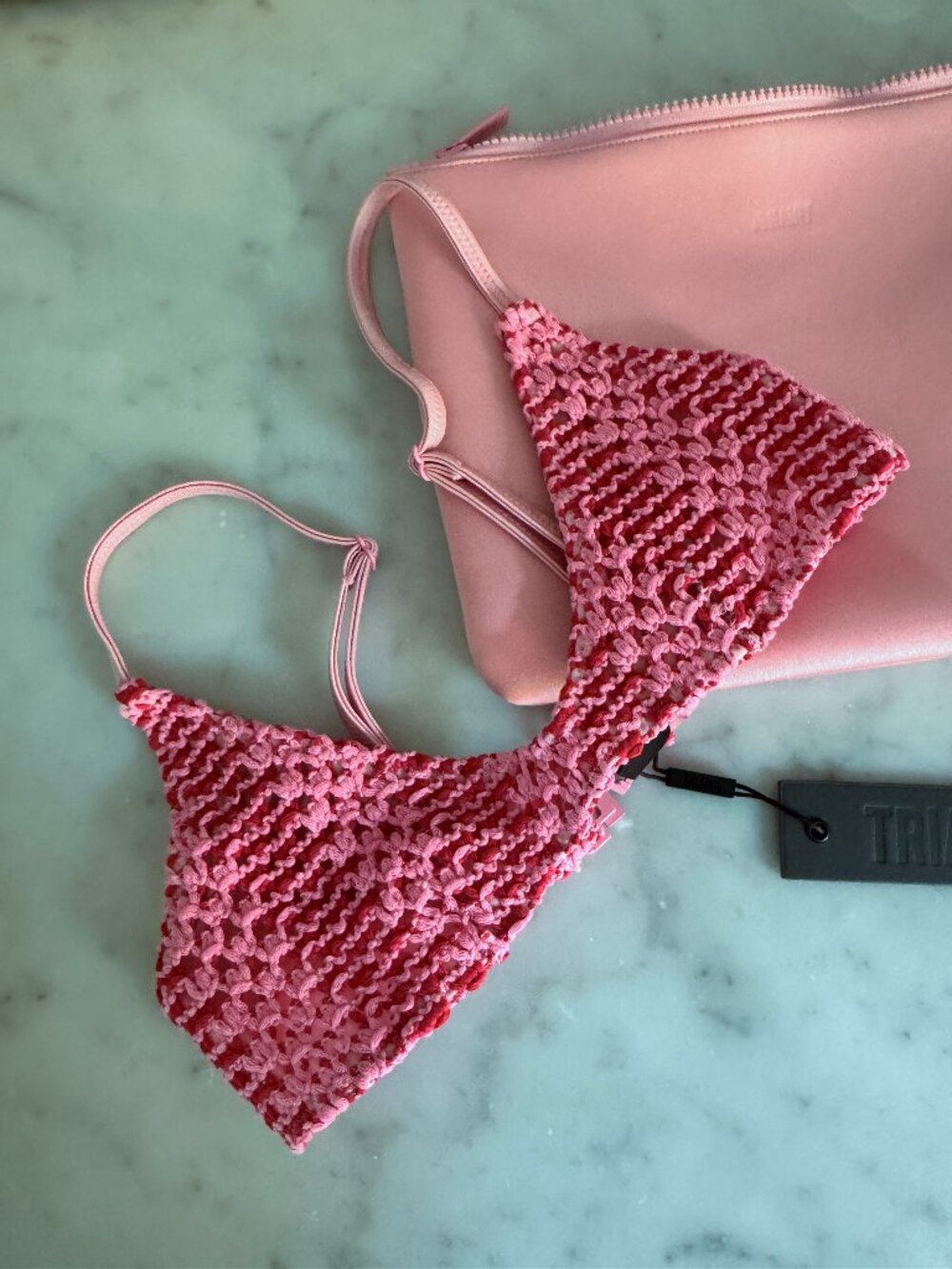 MAIA - ALINA Pink Crochet Scoop Bikini Top